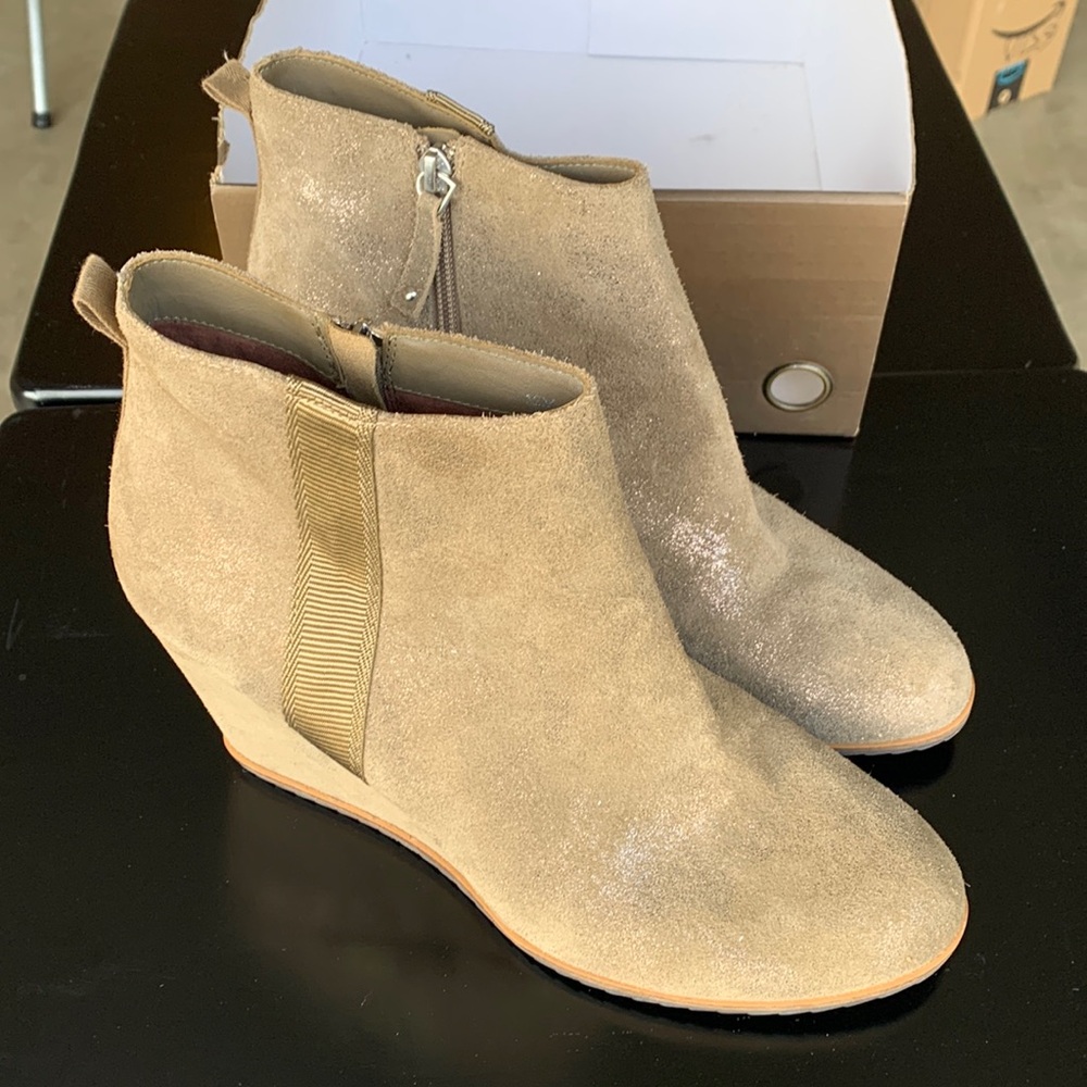 Taupe Wedge Booties